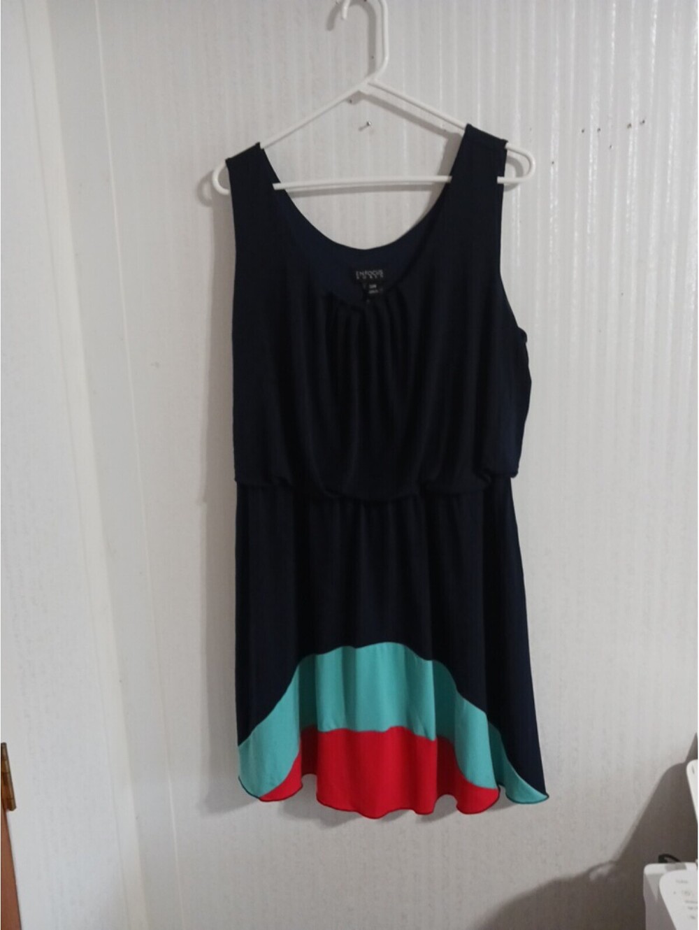 Enfoces Women's  Navy Blue Multicolored Sleeveless  Knit  Dress 20W